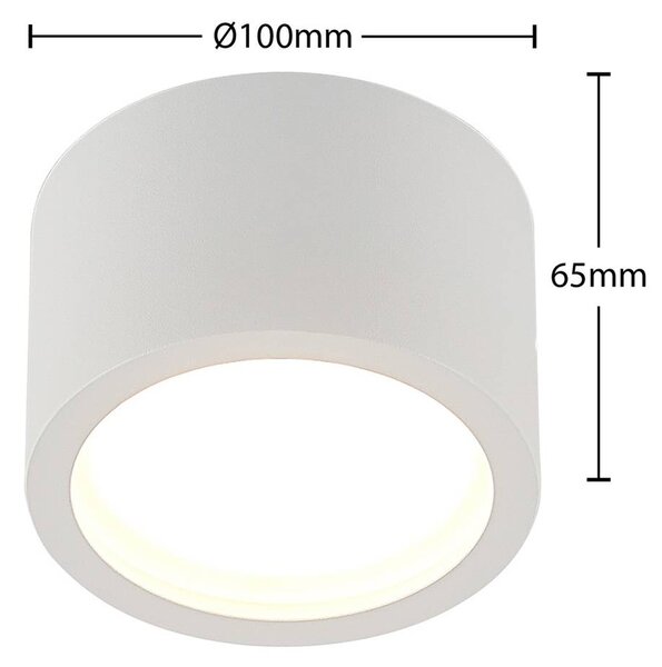 Arcchio Downlight Nieva, GX53, fehér, kerek, Ø 10cm, fém, dimmelhető, Fehér / opál, Folyosó, Alumínium, Modern