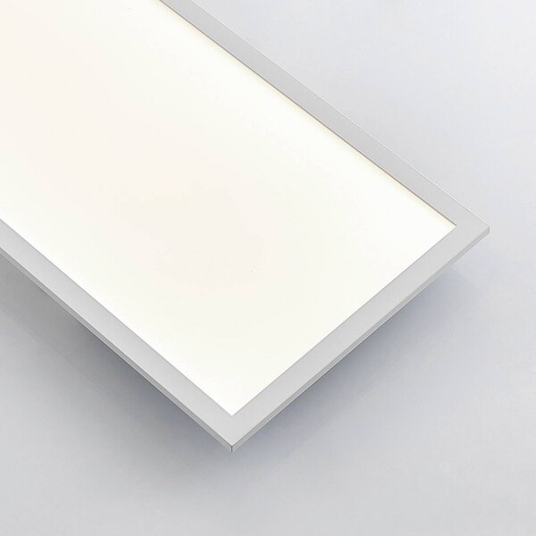 Lindby LED panel Quais, 30 x 120 cm, fehér, alumínium, 4,000K, Fehér / opál, Konyha, Alumínium, Modern