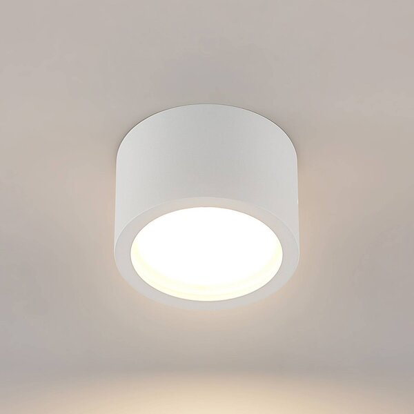 Arcchio Downlight Nieva, GX53, fehér, kerek, Ø 10cm, fém, dimmelhető, Fehér / opál, Folyosó, Alumínium, Modern