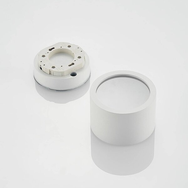Arcchio Downlight Nieva, GX53, fehér, kerek, Ø 10cm, fém, dimmelhető, Fehér / opál, Folyosó, Alumínium, Modern
