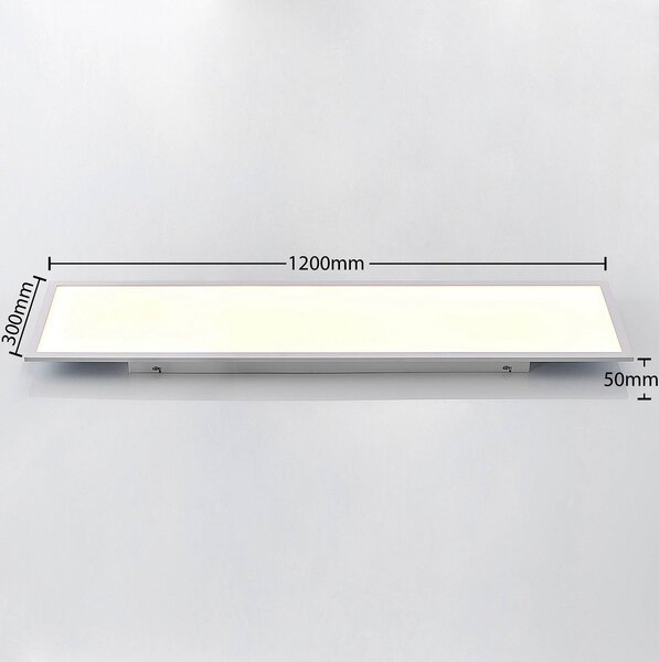 Lindby LED panel Quais, 30 x 120 cm, fehér, alumínium, 4,000K, Fehér / opál, Konyha, Alumínium, Modern