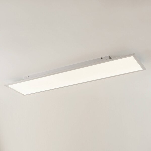 Lindby LED panel Quais, 30 x 120 cm, fehér, alumínium, 4,000K, Fehér / opál, Konyha, Alumínium, Modern