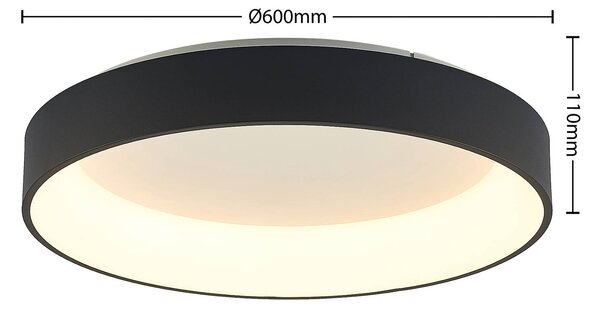 Arcchio LED-es mennyezeti lámpa Aleksi, Ø 60cm, fekete, fém, CCT, dimmelhető, Fekete, Konyha, fém, Modern