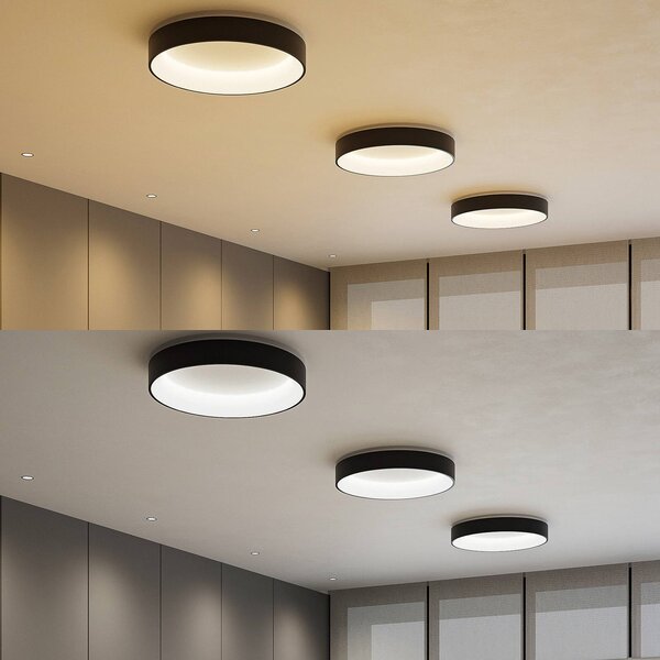 Arcchio LED-es mennyezeti lámpa Aleksi, Ø 60cm, fekete, fém, CCT, dimmelhető, Fekete, Konyha, fém, Modern