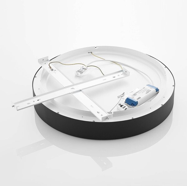 Arcchio LED-es mennyezeti lámpa Aleksi, Ø 60cm, fekete, fém, CCT, dimmelhető, Fekete, Konyha, fém, Modern