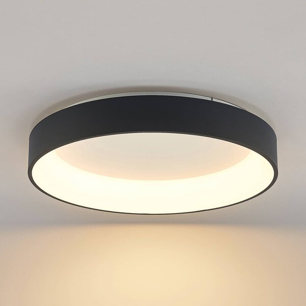 Arcchio LED-es mennyezeti lámpa Aleksi, Ø 60cm, fekete, fém, CCT, dimmelhető, Fekete, Konyha, fém, Modern