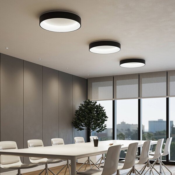 Arcchio LED-es mennyezeti lámpa Aleksi, Ø 60cm, fekete, fém, CCT, dimmelhető, Fekete, Konyha, fém, Modern