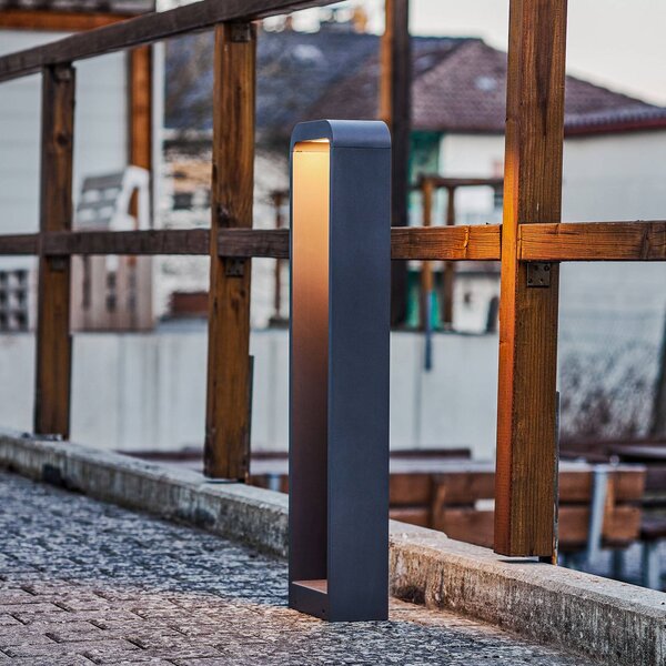 Lindby Emima LED-es útvilágító lámpa, 80 cm, antracit, alumínium, Fekete, Alumínium, Modern