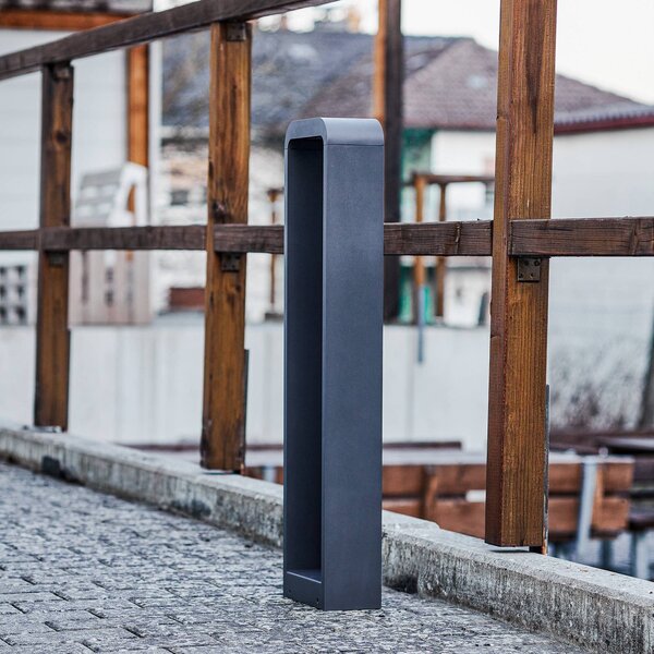 Lindby Emima LED-es útvilágító lámpa, 80 cm, antracit, alumínium, Fekete, Alumínium, Modern