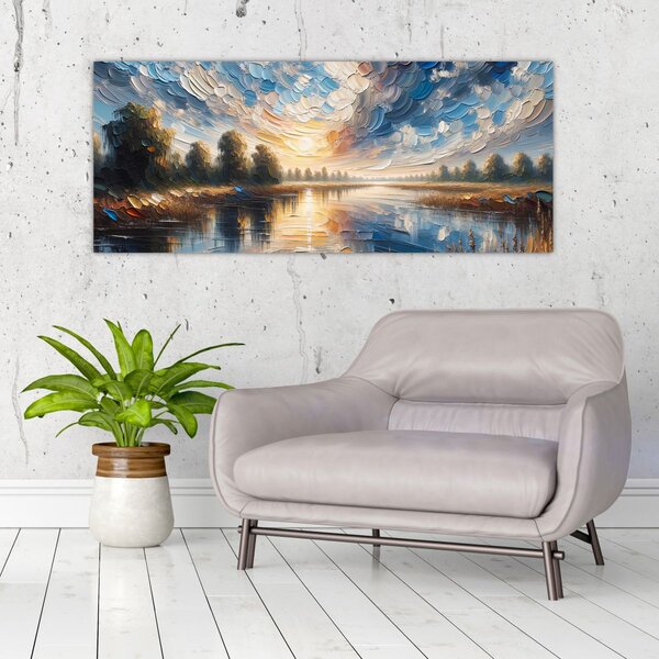 Kép - Napfestmény a víz felett (120x50 cm)