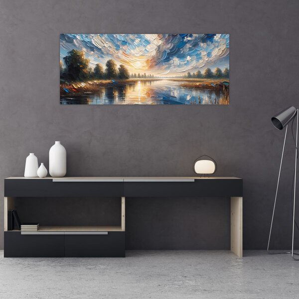 Kép - Napfestmény a víz felett (120x50 cm)