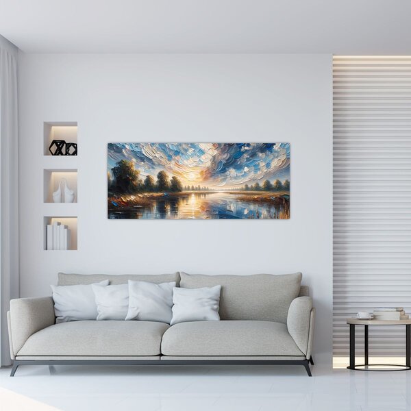 Kép - Napfestmény a víz felett (120x50 cm)