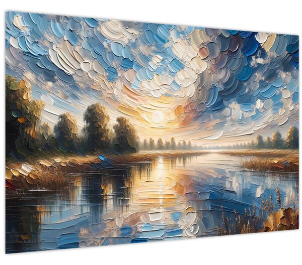 Kép - Napfestmény a víz felett (90x60 cm)