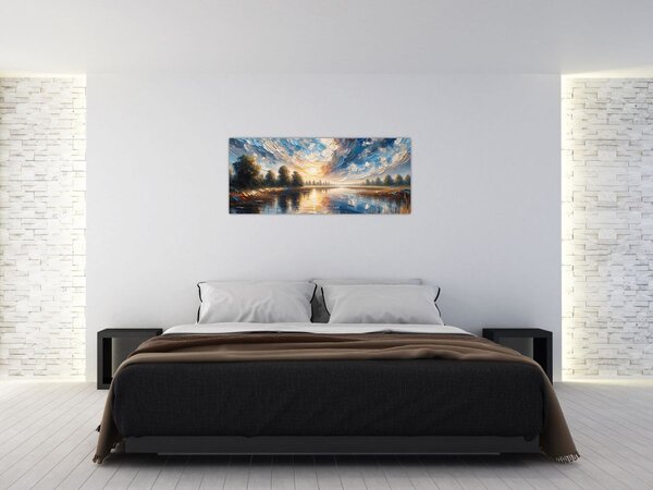 Kép - Napfestmény a víz felett (120x50 cm)