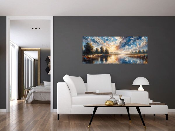 Kép - Napfestmény a víz felett (120x50 cm)