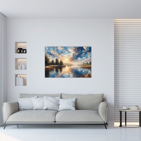 Kép - Napfestmény a víz felett (90x60 cm)