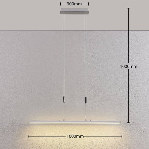 Lindby LED függőlámpa Sladja, króm, üveg, érintésvezérlésű dimmerrel, dimmelhető, Króm / ezüst, Nappali / Étkező, Üveg, Modern