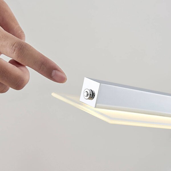 Lindby LED függőlámpa Sladja, króm, üveg, érintésvezérlésű dimmerrel, dimmelhető, Króm / ezüst, Nappali / Étkező, Üveg, Modern
