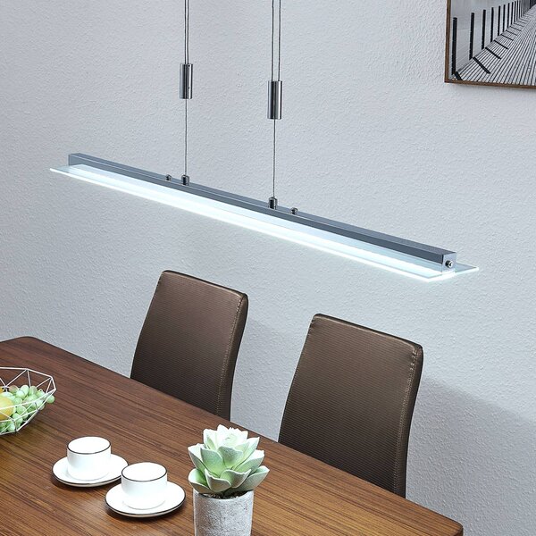 Lindby LED függőlámpa Sladja, króm, üveg, érintésvezérlésű dimmerrel, dimmelhető, Króm / ezüst, Nappali / Étkező, Üveg, Modern