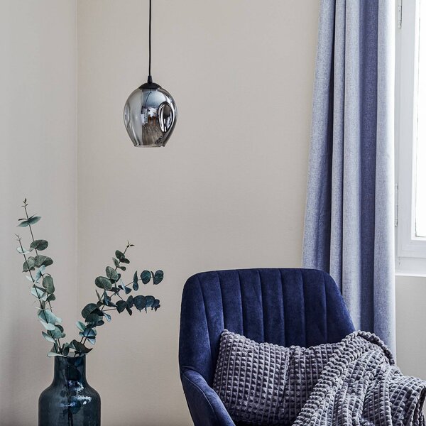 EMIBIG LIGHTING Starla függő lámpa, grafit üveg, 1 izzós, kerek, dimmelhető, Fekete, Nappali / Étkező, Üveg, Modern