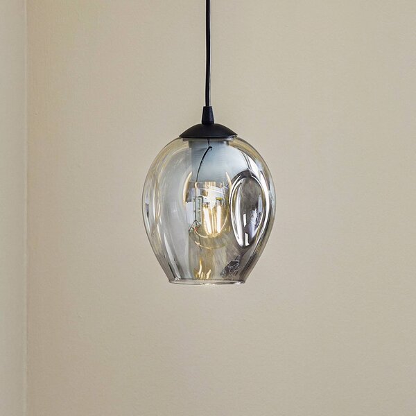 EMIBIG LIGHTING Starla függő lámpa, grafit üveg, 1 izzós, kerek, dimmelhető, Fekete, Nappali / Étkező, Üveg, Modern