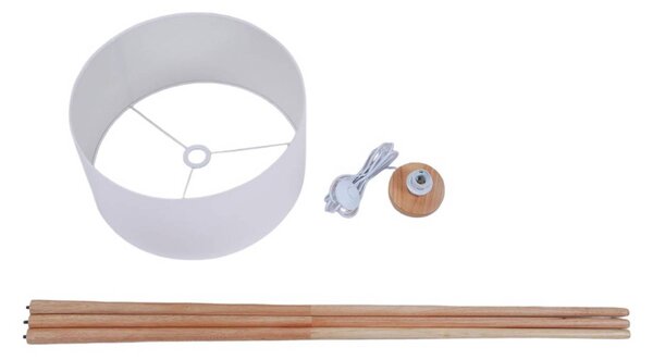 Lindby állólámpa Charlia, fehér, fa, magasság 150cm, Fehér / opál, Nappali / Étkező, Textil / szövet / selyem, Skandináv