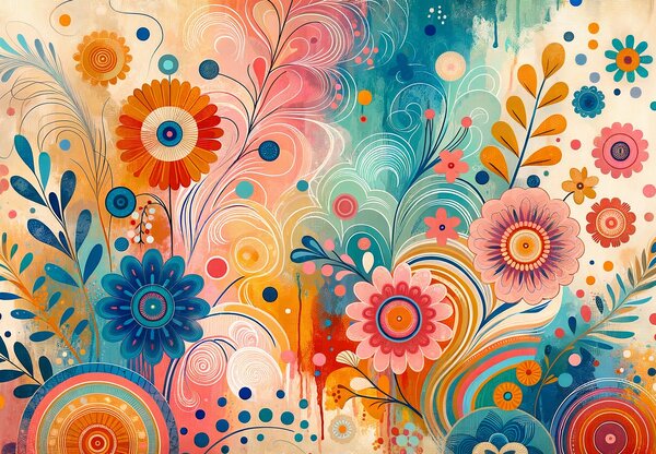Fotótapéta - Színes vidám virágok (147x102 cm)