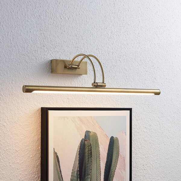 Lucande LED-es képvilágítás Dimitrij, ívelt, sárgaréz, fém, Bronz / antik sárgaréz, Nappali / Étkező, fém, Antik
