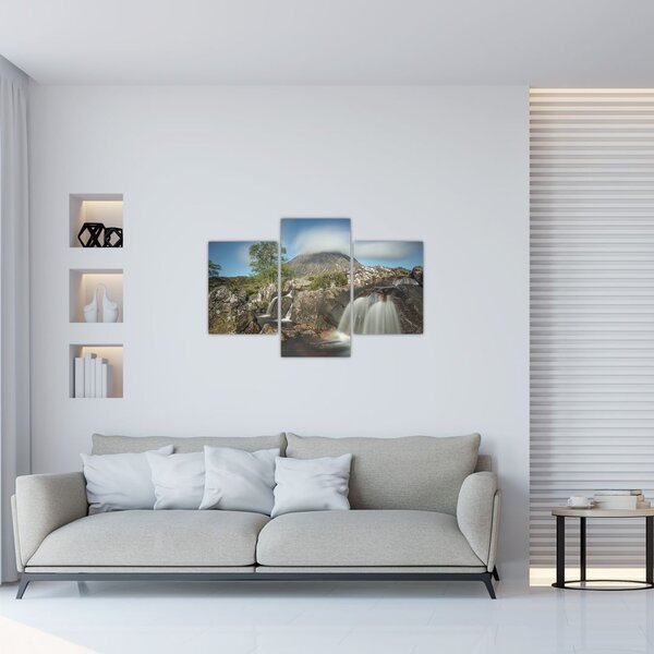 Vízesések és hegyek képe (90x60 cm)