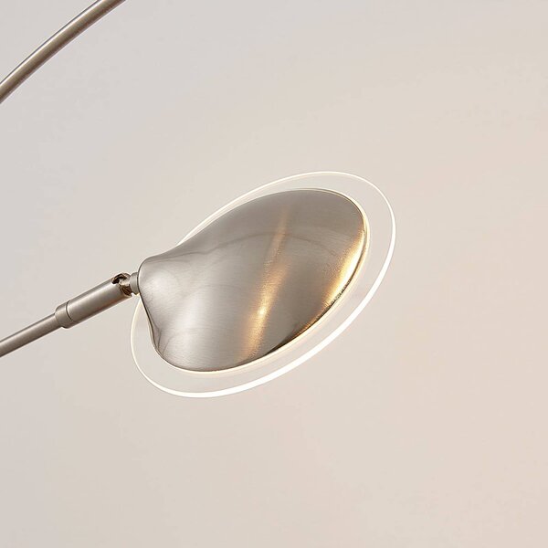 Lindby Anea LED álló világítás, 179 cm, 5 izzós, nikkel színű, Alu / szürke / cink, Nappali / Étkező, fém, Modern