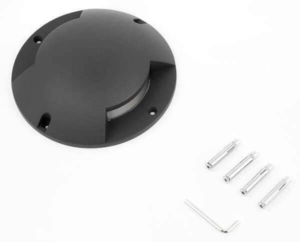 Lindby Cormac LED padlófényszóró, 2 lámpás, Ø 21 cm, IP67, Fekete, Alumínium, Modern
