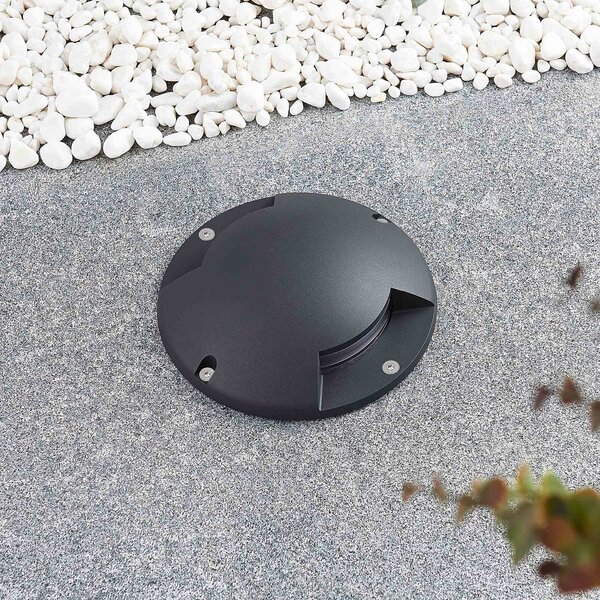 Lindby Cormac LED padlófényszóró, 2 lámpás, Ø 21 cm, IP67, Fekete, Alumínium, Modern
