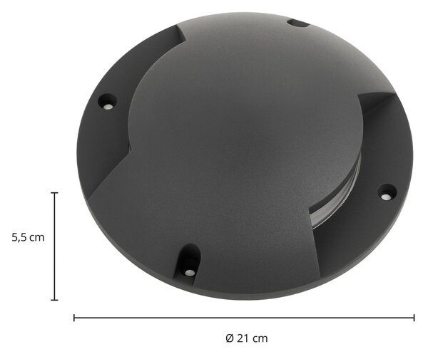 Lindby Cormac LED padlófényszóró, 2 lámpás, Ø 21 cm, IP67, Fekete, Alumínium, Modern