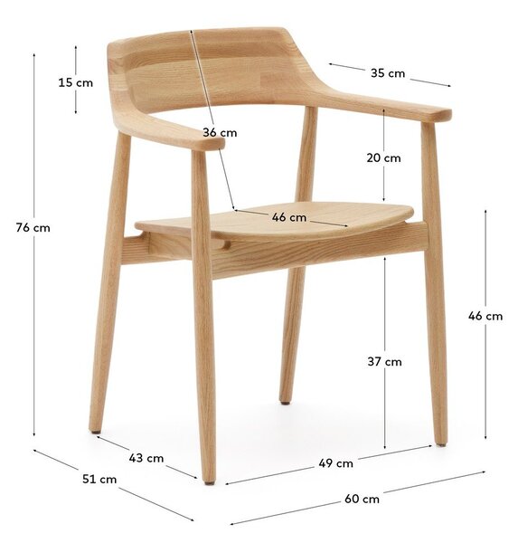 Natúr színű tölgyfa étkezőszék Fondes – Kave Home