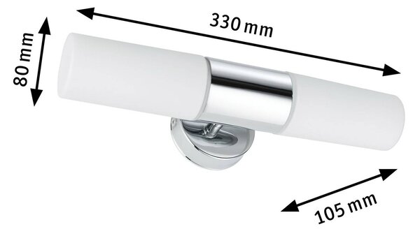Paulmann Lenia falilámpa IP44 króm/opál 2-égő, dimmelhető, Króm / ezüst, Fürdőszoba, fém, Modern