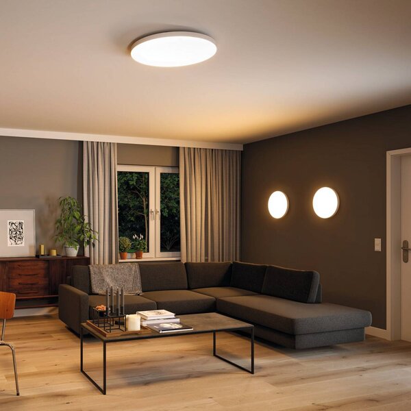 Paulmann Velora LED panel ZigBee CCT kerek Ø 60 cm panel, dimmelhető, Fehér / opál, Nappali / Étkező, fém, Modern