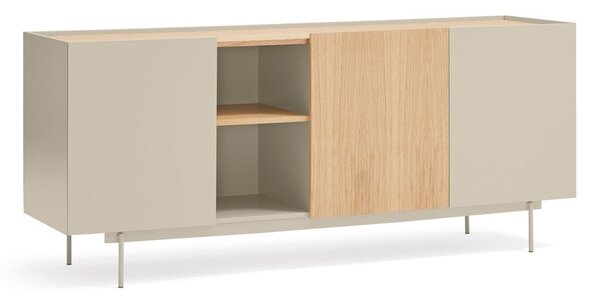 Bézs-natúr színű alacsony komód tölgyfa dekorral 180x78 cm Otto – Teulat