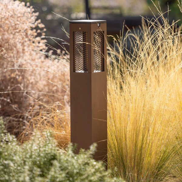 Les Jardins LED-es napelemes útvilágítás Tradition Sensor Corten 90cm, dimmelhető, Barna / rozsda, Alumínium, Modern
