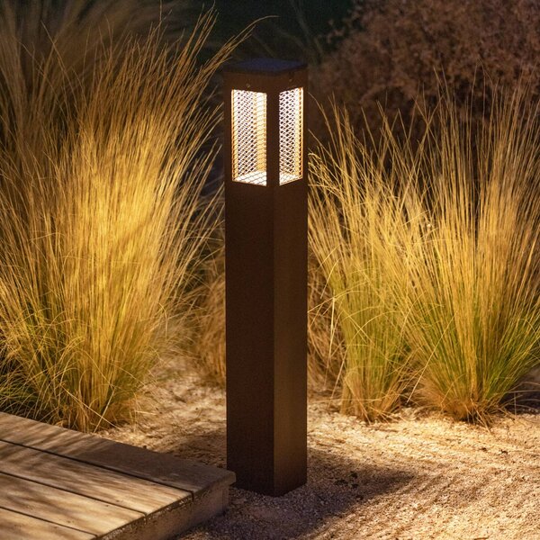 Les Jardins LED-es napelemes útvilágítás Tradition Sensor Corten 90cm, dimmelhető, Barna / rozsda, Alumínium, Modern