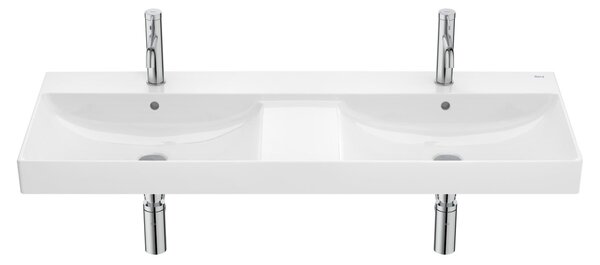 Dupla mosdó Roca ONA 120x46 cm fehér színben fényes felülettel középső nyílással A32768B000