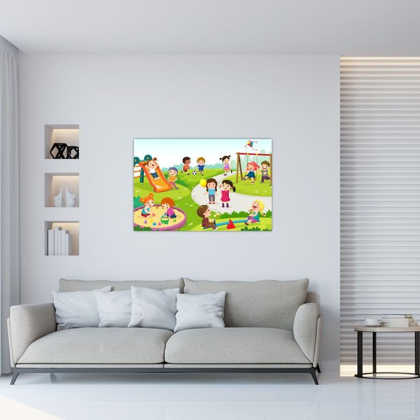 Kép a gyermekek szórakozásáról a homokozóban (90x60 cm)