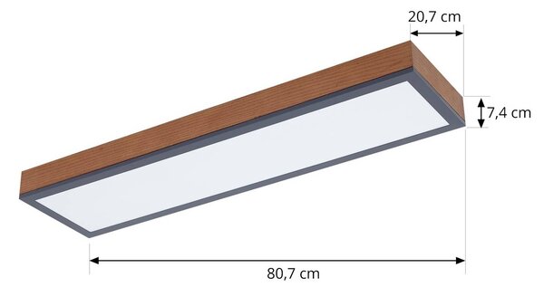 Lindby Laviona LED mennyezeti lámpa, hosszú, 80 cm, Világos fa, Nappali / Étkező, Fa, Modern