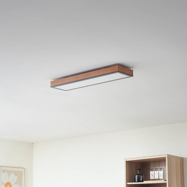 Lindby Laviona LED mennyezeti lámpa, hosszú, 80 cm, Világos fa, Nappali / Étkező, Fa, Modern