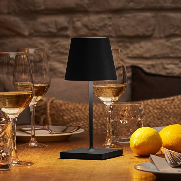 Sigor Nuindie mini LED-es újratölthető asztali lámpa, USB-C, fekete, IP54, dimm., dimmelhető, Fekete, Nappali / Étkező, Alumínium, Modern
