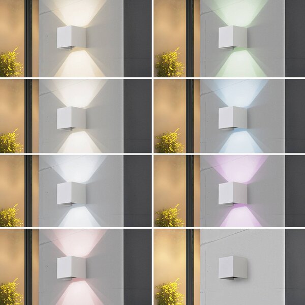 Lindby Smart LED kültéri falilámpa, Dara, 10 cm, fehér, CCT Tuya, dimmelhető, Fehér / opál, Műanyag, Modern
