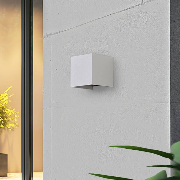 Lindby Smart LED kültéri falilámpa, Dara, 10 cm, fehér, CCT Tuya, dimmelhető, Fehér / opál, Műanyag, Modern