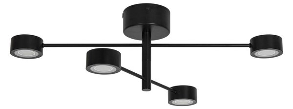 Nordlux LED mennyezeti lámpa Clyde Flex, 4 lámpás, 2 merevítő, fekete, dimmelhető, Fekete, Nappali / Étkező, fém