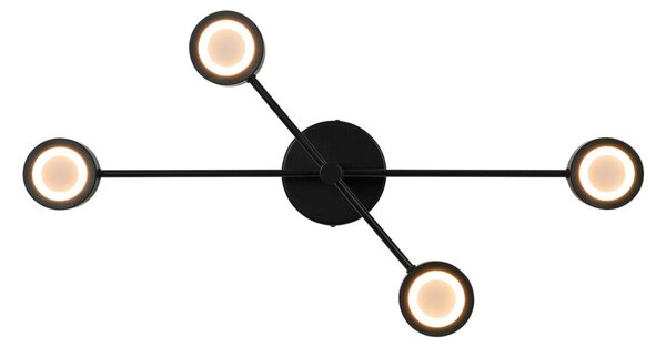 Nordlux LED mennyezeti lámpa Clyde Flex, 4 lámpás, 2 merevítő, fekete, dimmelhető, Fekete, Nappali / Étkező, fém