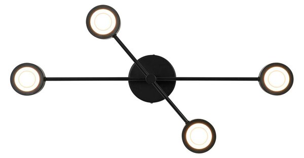 Nordlux LED mennyezeti lámpa Clyde Flex, 4 lámpás, 2 merevítő, fekete, dimmelhető, Fekete, Nappali / Étkező, fém