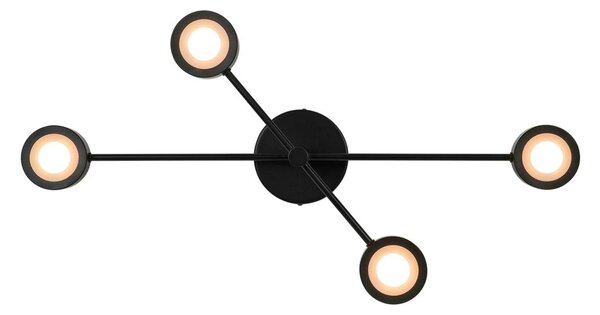 Nordlux LED mennyezeti lámpa Clyde Flex, 4 lámpás, 2 merevítő, fekete, dimmelhető, Fekete, Nappali / Étkező, fém